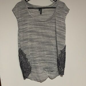 Maurices Heather Gray Lace Detail Tank Top
